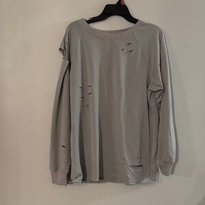 SHEIN Gray Distressed Sweatshirt